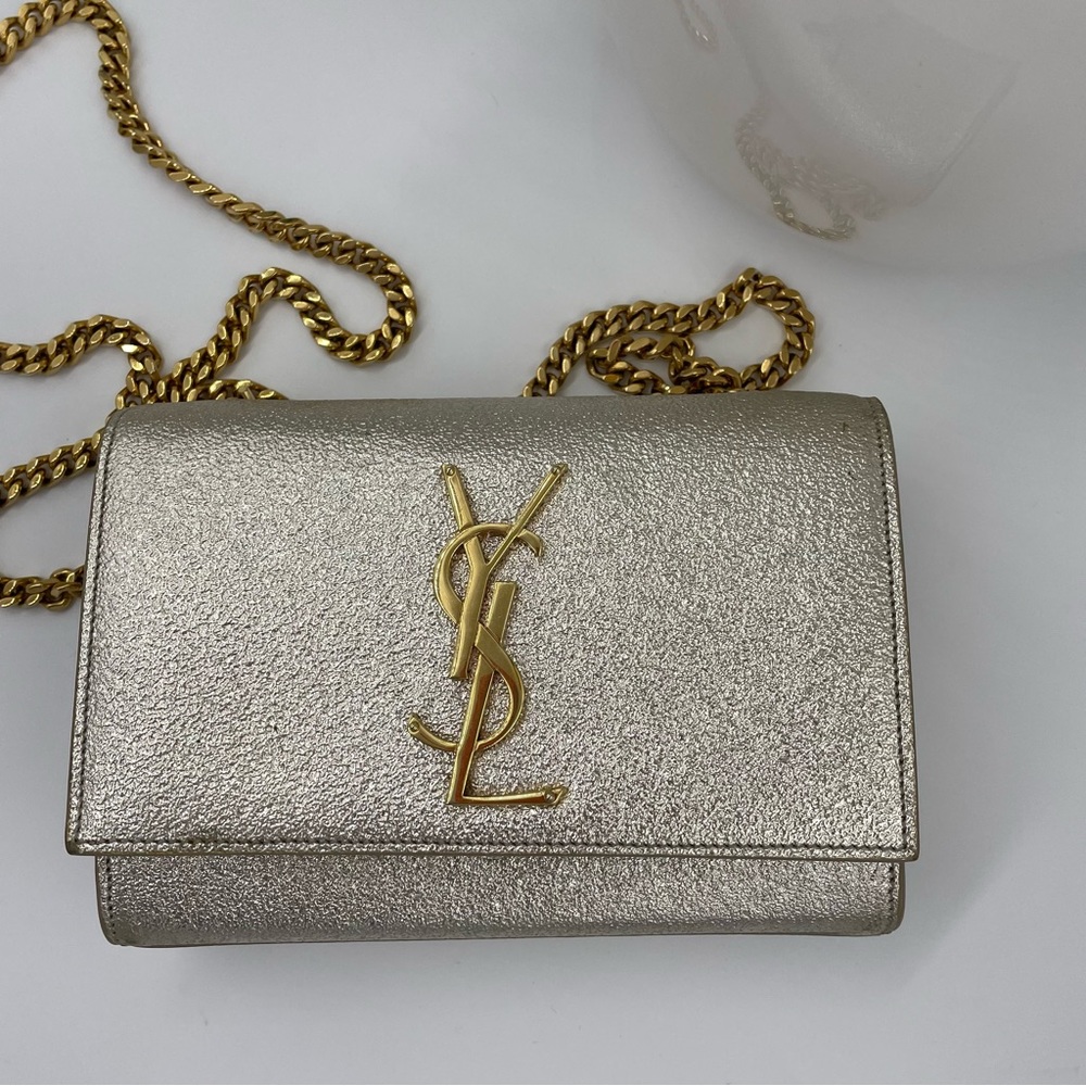 ❌SOLD❌ YSL Kate Small Sparkling Light Gold Bag Clutch - Picture 6 of 16